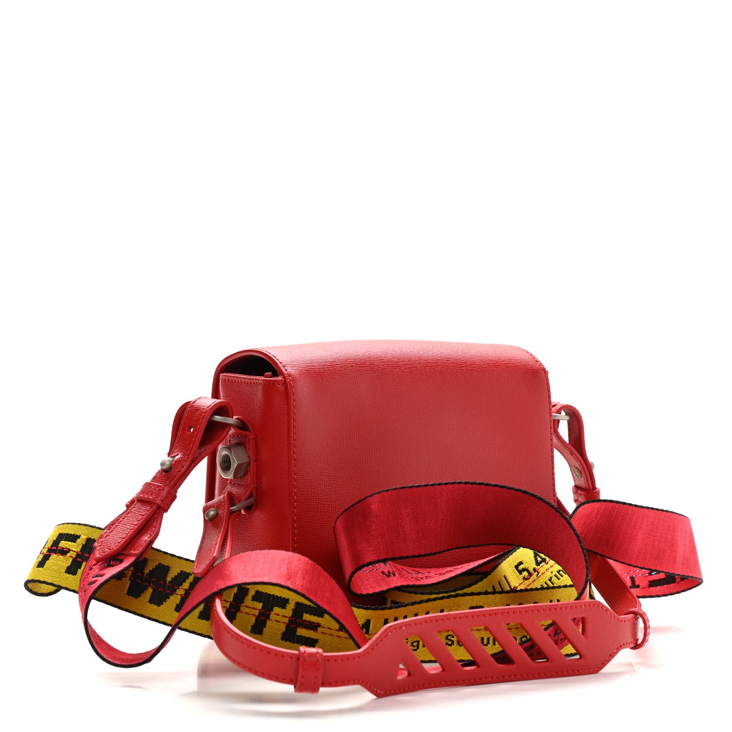 Off-White Saffiano Striped Diag Binder Flap Bag Red 3 of 15