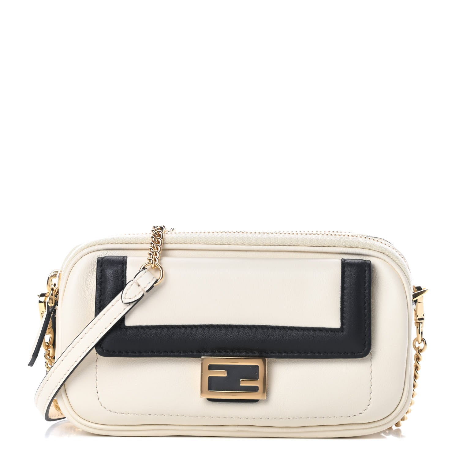 Fendi Vitello Grace Matte Bi-Color Easy Baguette Uovo Black 1 of 12