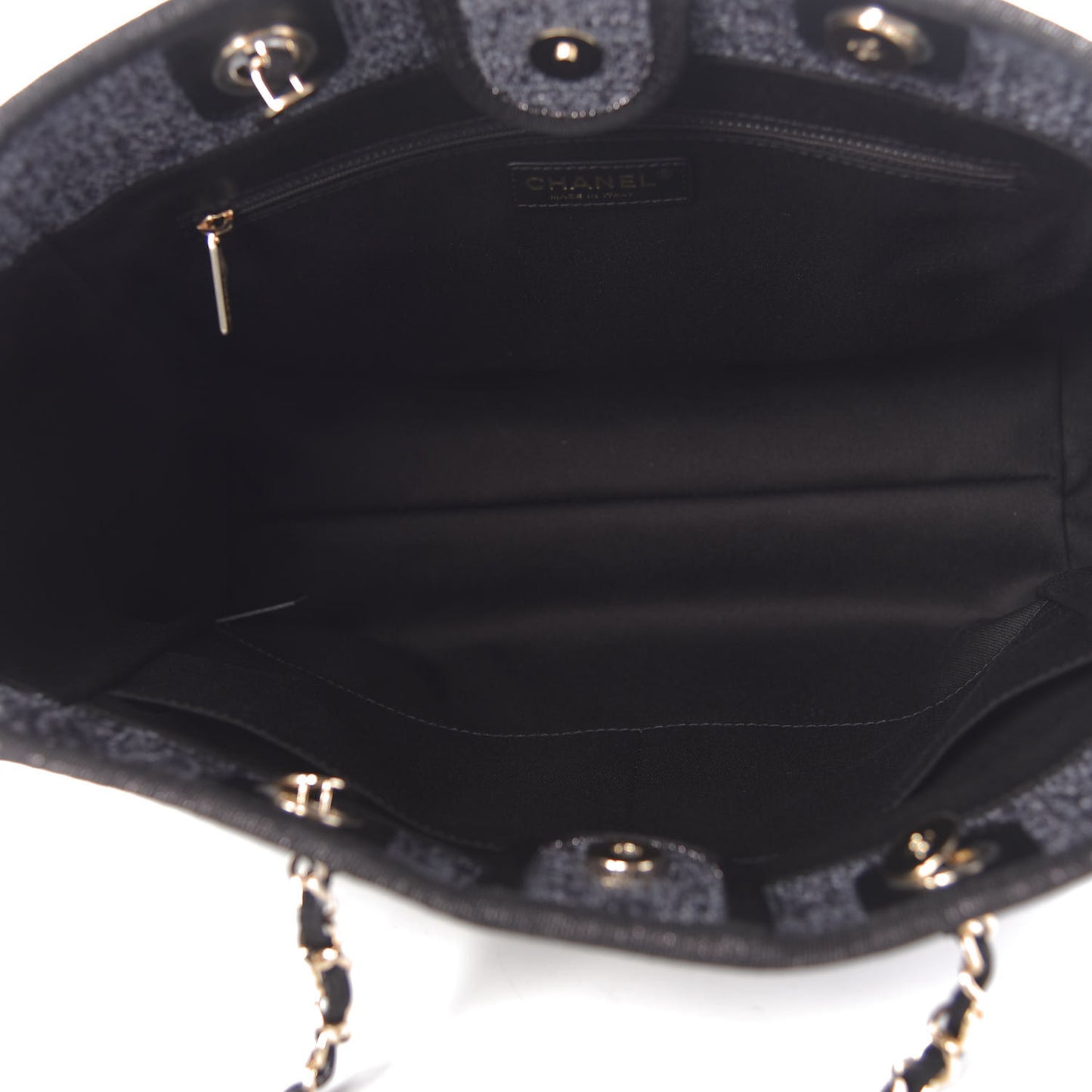Lurex Boucle Small Deauville Tote Black