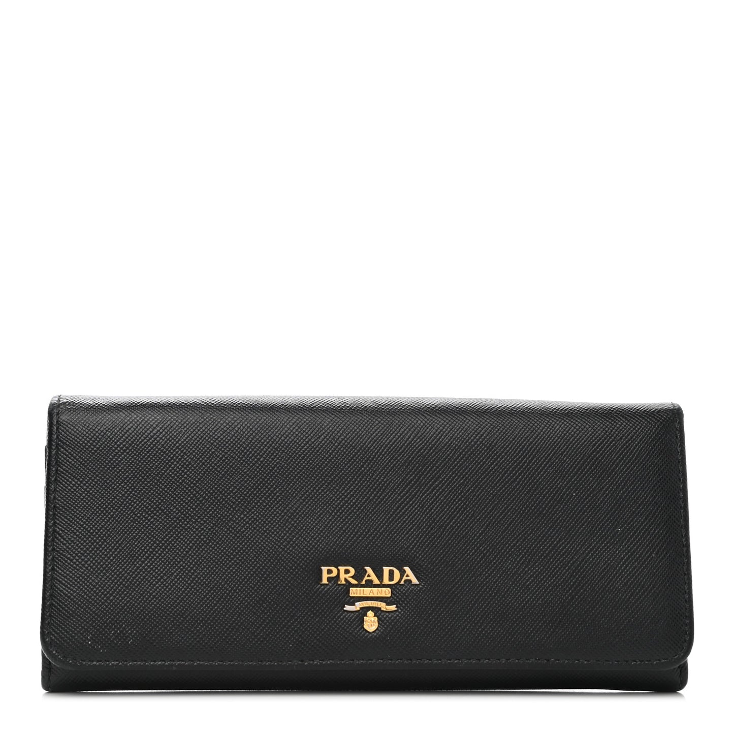Saffiano Metal Continental Flap Wallet Black