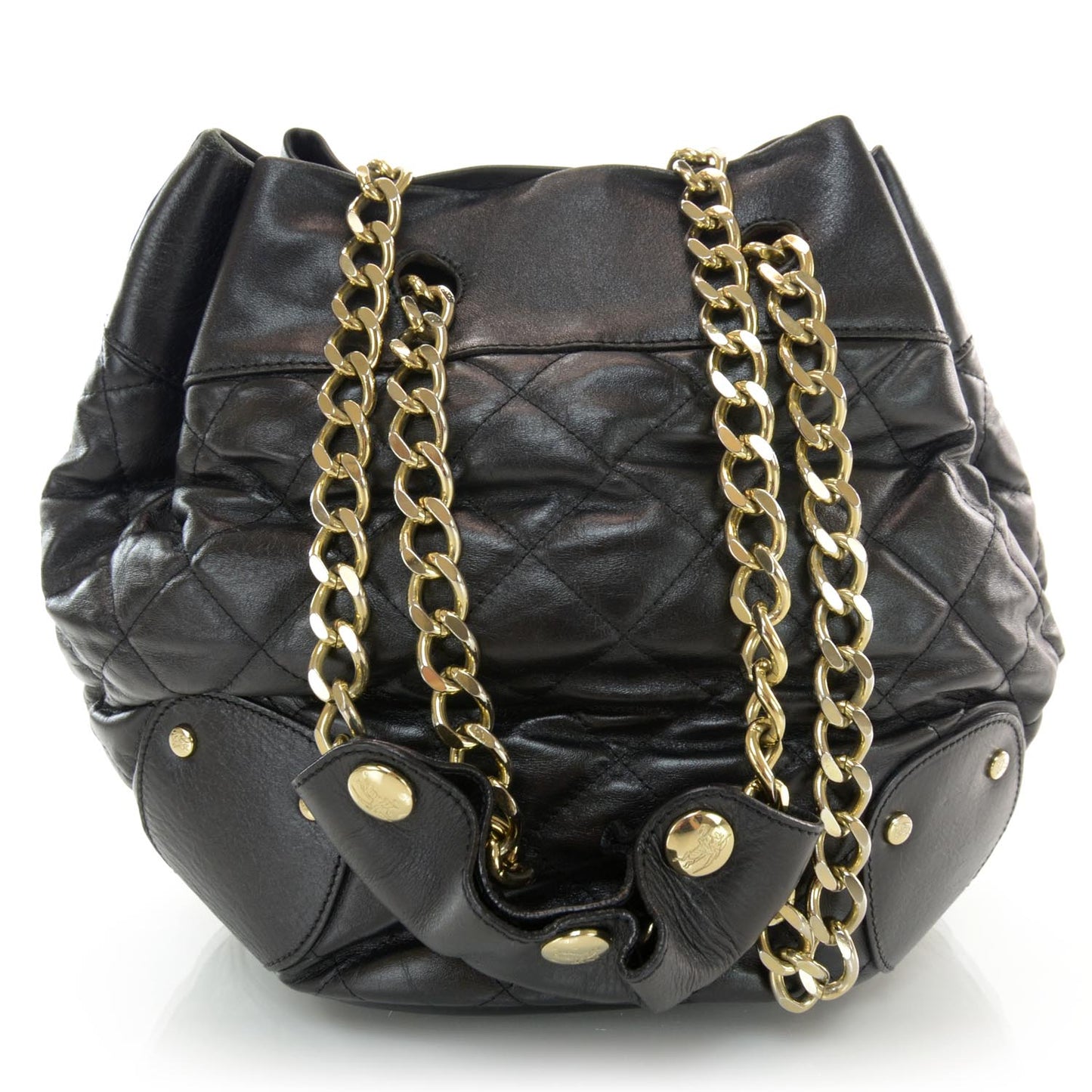 Leather Quilted Shoulder Bag Black