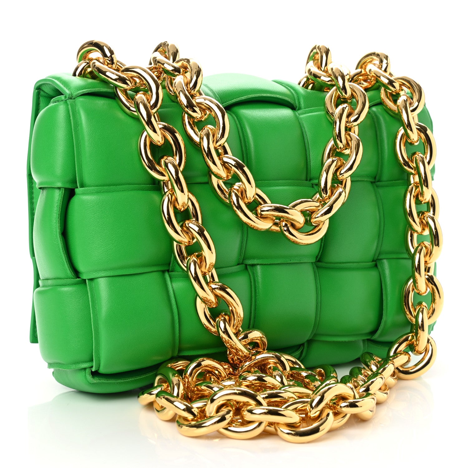 Bottega Veneta Lambskin Maxi Intreccio Padded Chain Cassette Crossbody Bag Grass 3 of 9