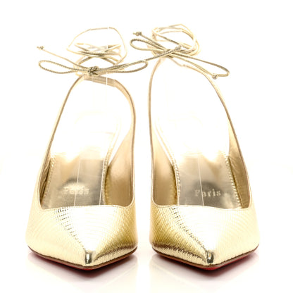 Christian Louboutin Metallic Calfskin Snakeskin Effect Kate Lace-Up 85 Pumps 40 Gold 2 of 7