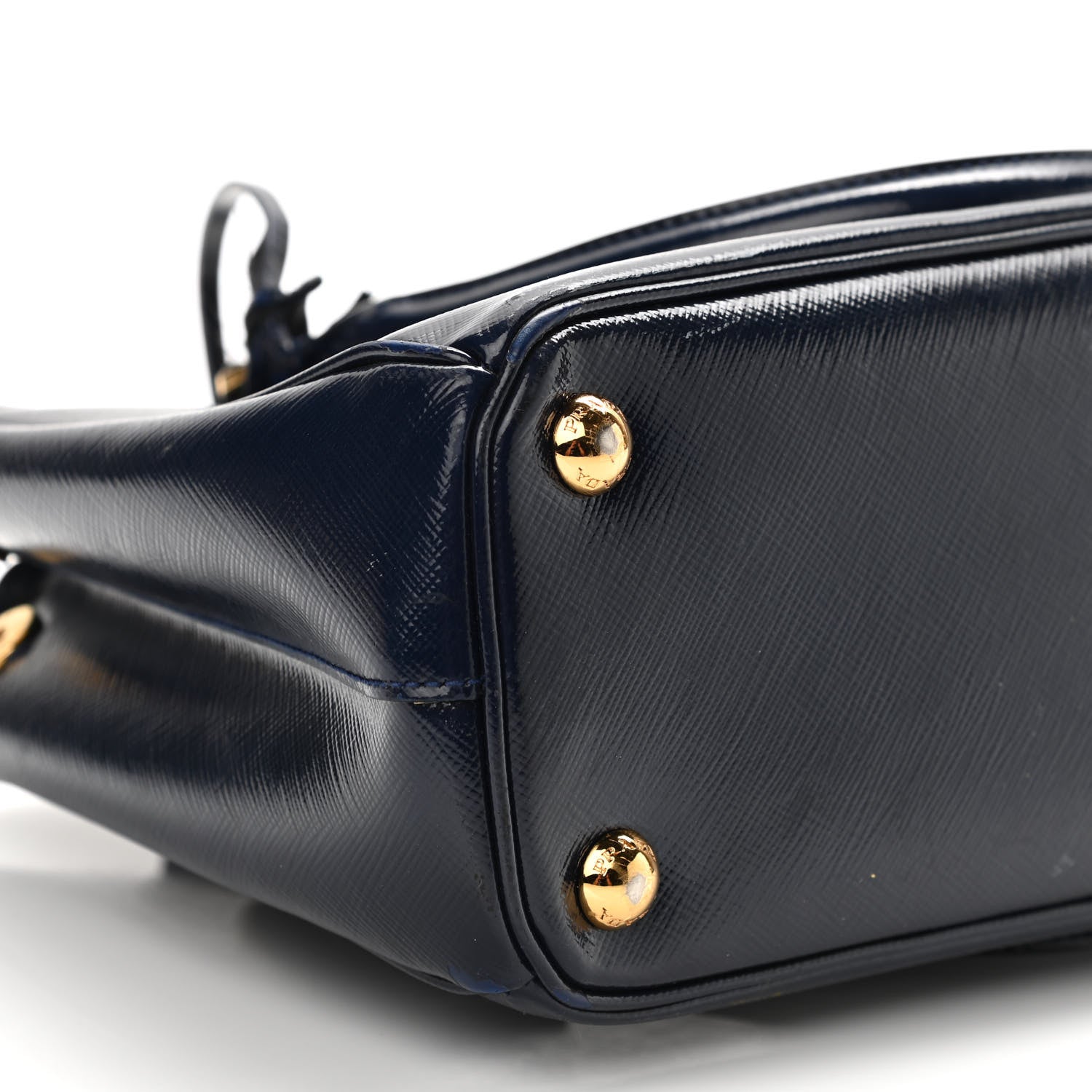 Prada Saffiano Vernice Mini Galleria Double Zip Tote Baltico 6 of 17
