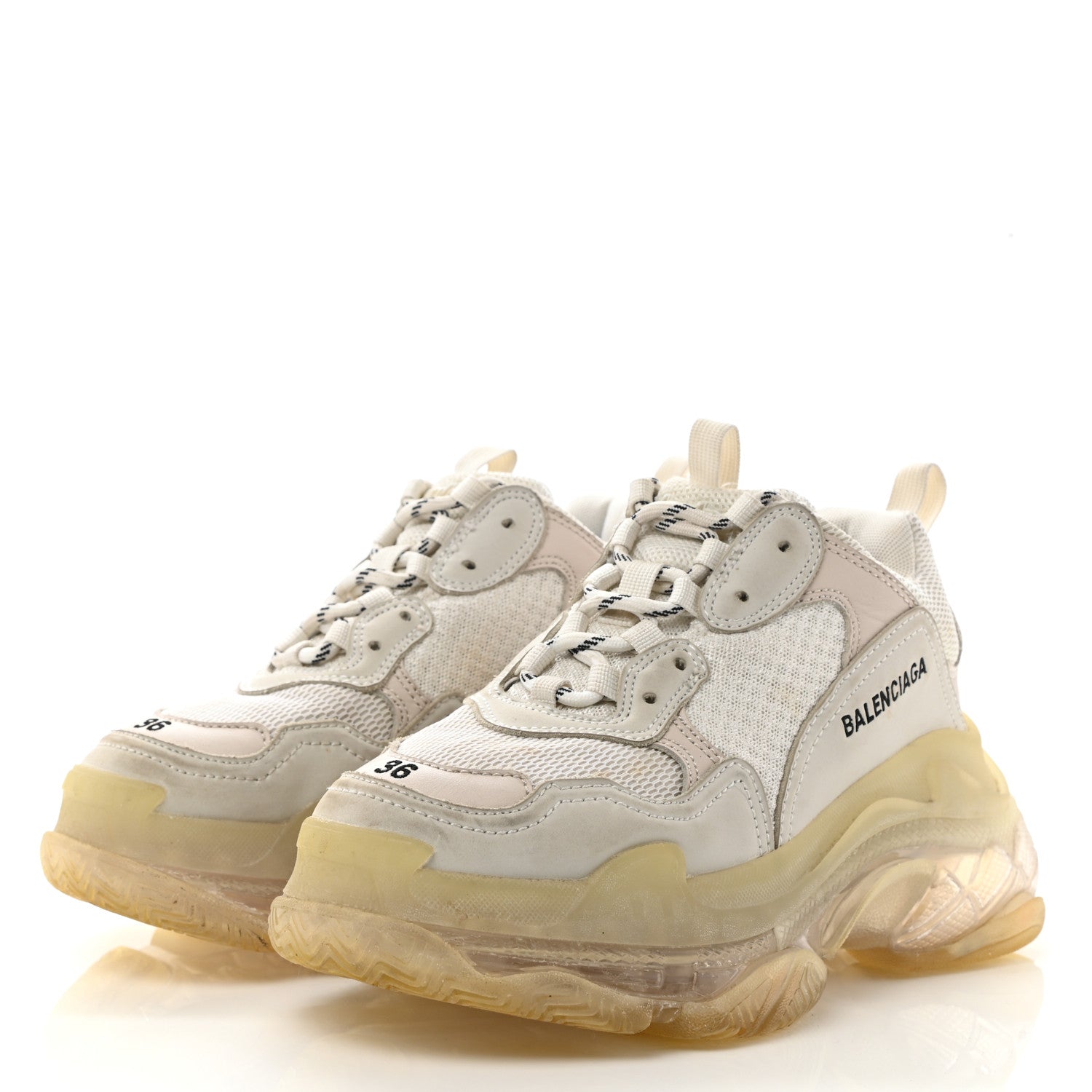 Balenciaga Fabric Mesh Clear Sole Womens Triple S Sneakers 36 White 3 of 9