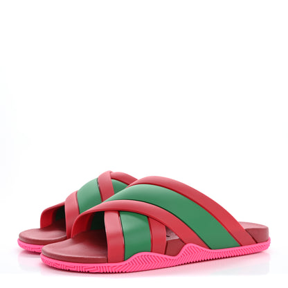 Gucci Rubber Web Womens Criss Cross Slide Sandals 39 Coral New Shamarock 4 of 10