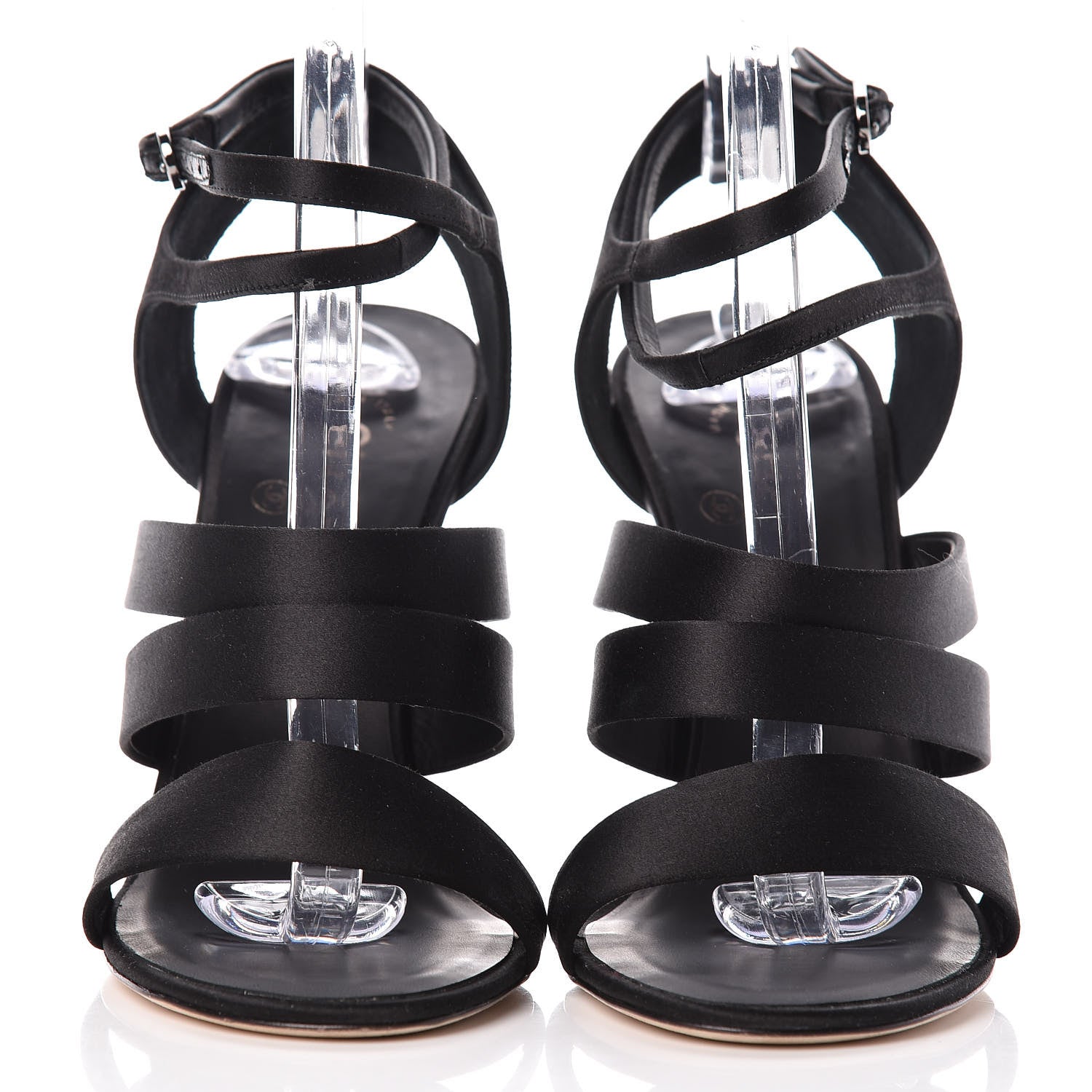 Chanel Satin Crystal Snake Sandals 39 Black 2 of 11