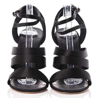 Chanel Satin Crystal Snake Sandals 39 Black 2 of 11