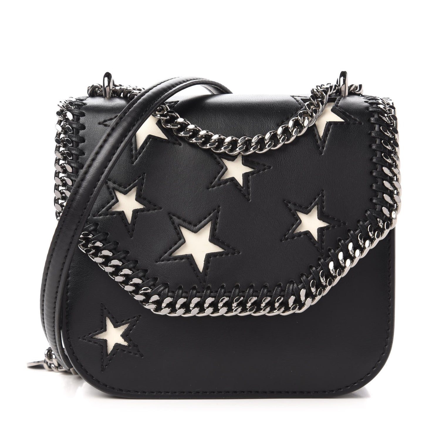 Alter Nappa Embossed Medium Star Falabella Box Shoulder Bag Black