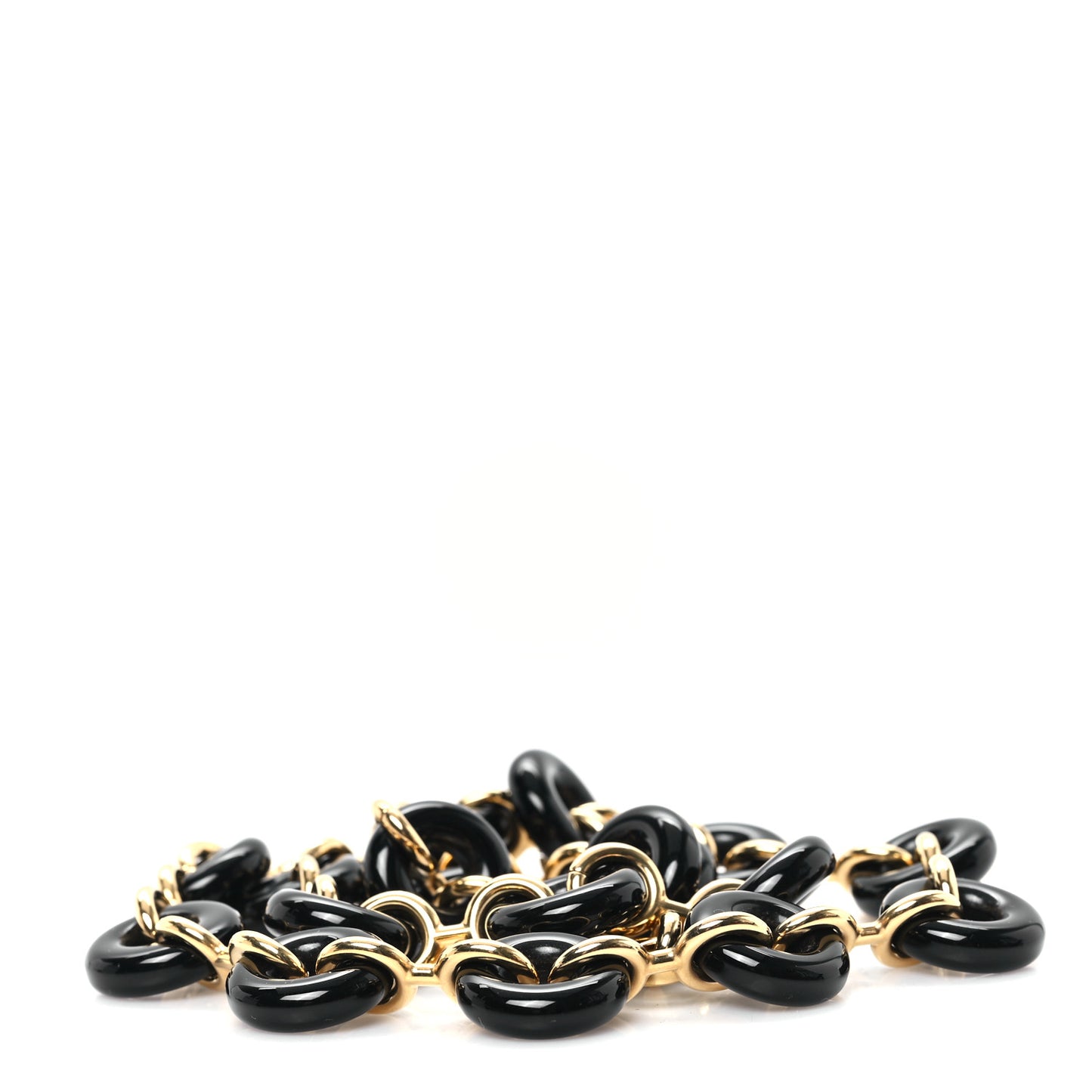 Brass Donut Chain Shoulder Strap Black Gold