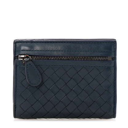 Bottega Veneta Nappa Intrecciato Bifold Zip Wallet Navy 1 of 10