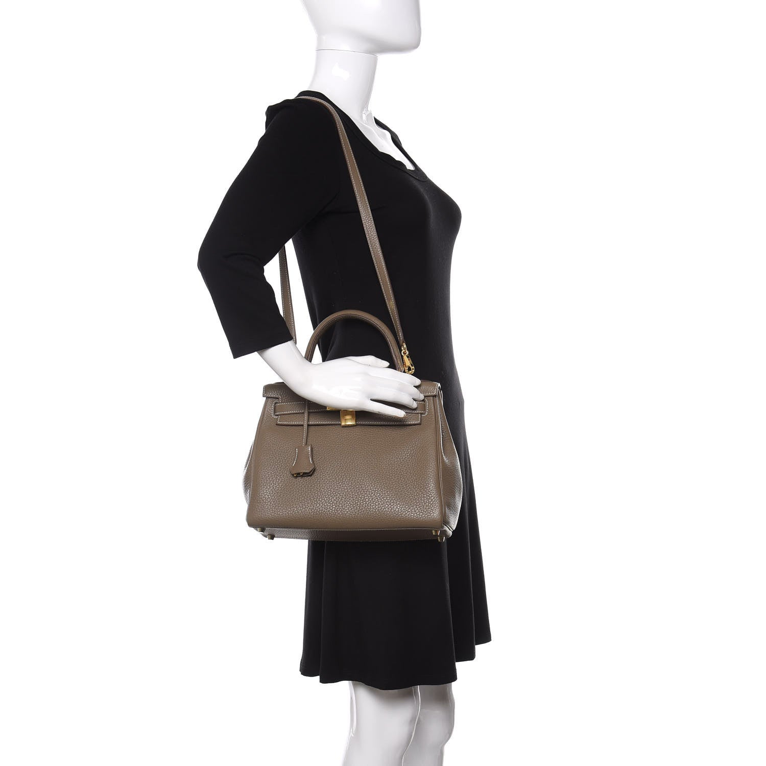 Hermes Taurillon Clemence Kelly Retourne 28 Etoupe 2 of 10