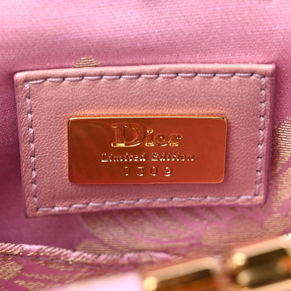 Christian Dior Satin Embroidered Mini Frame Saddle White Gold Pink 7 of 9