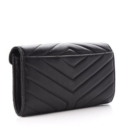 Saint Laurent Lambskin Y Quilted Monogram Large Loulou Flap Wallet Black 3 of 6