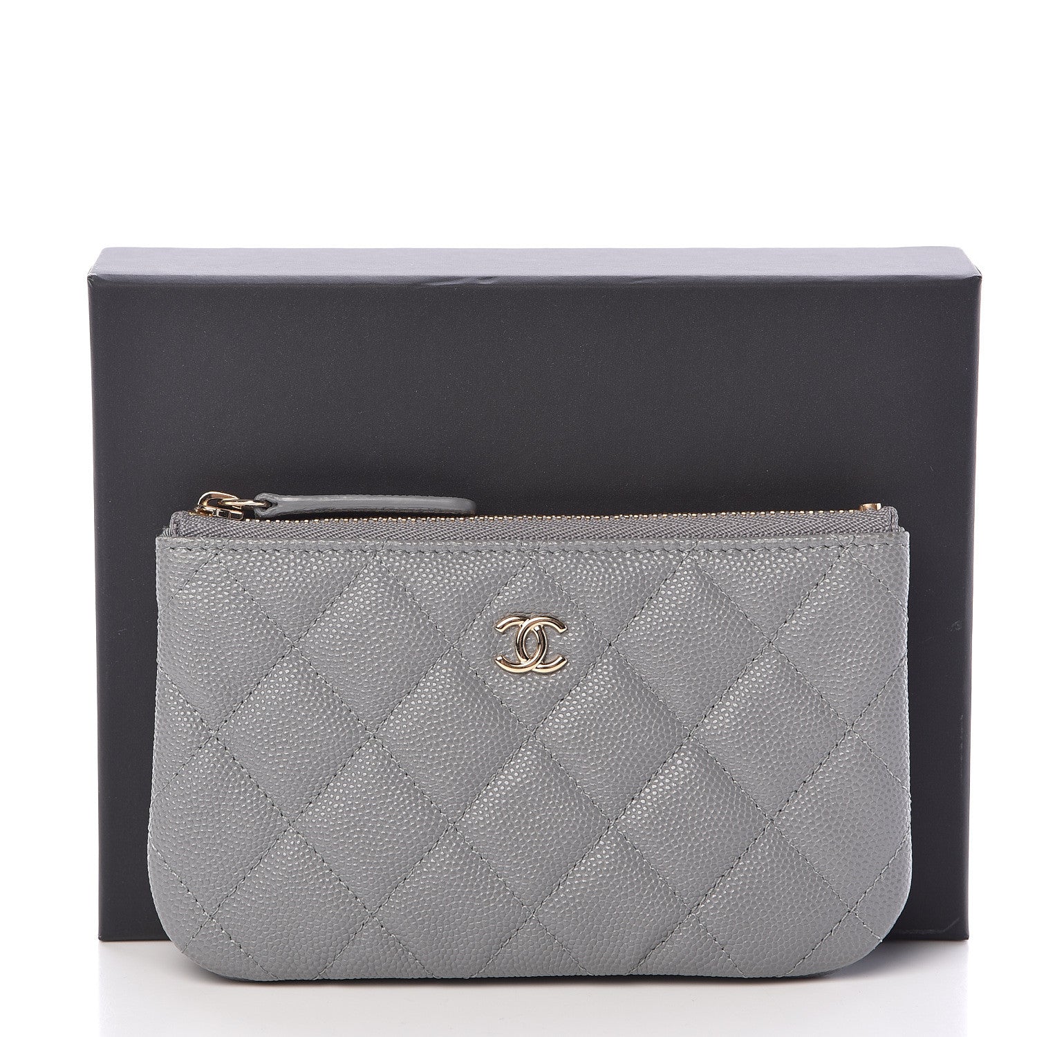 Chanel Caviar Quilted Small Cosmetic Case Grey 8 of 8