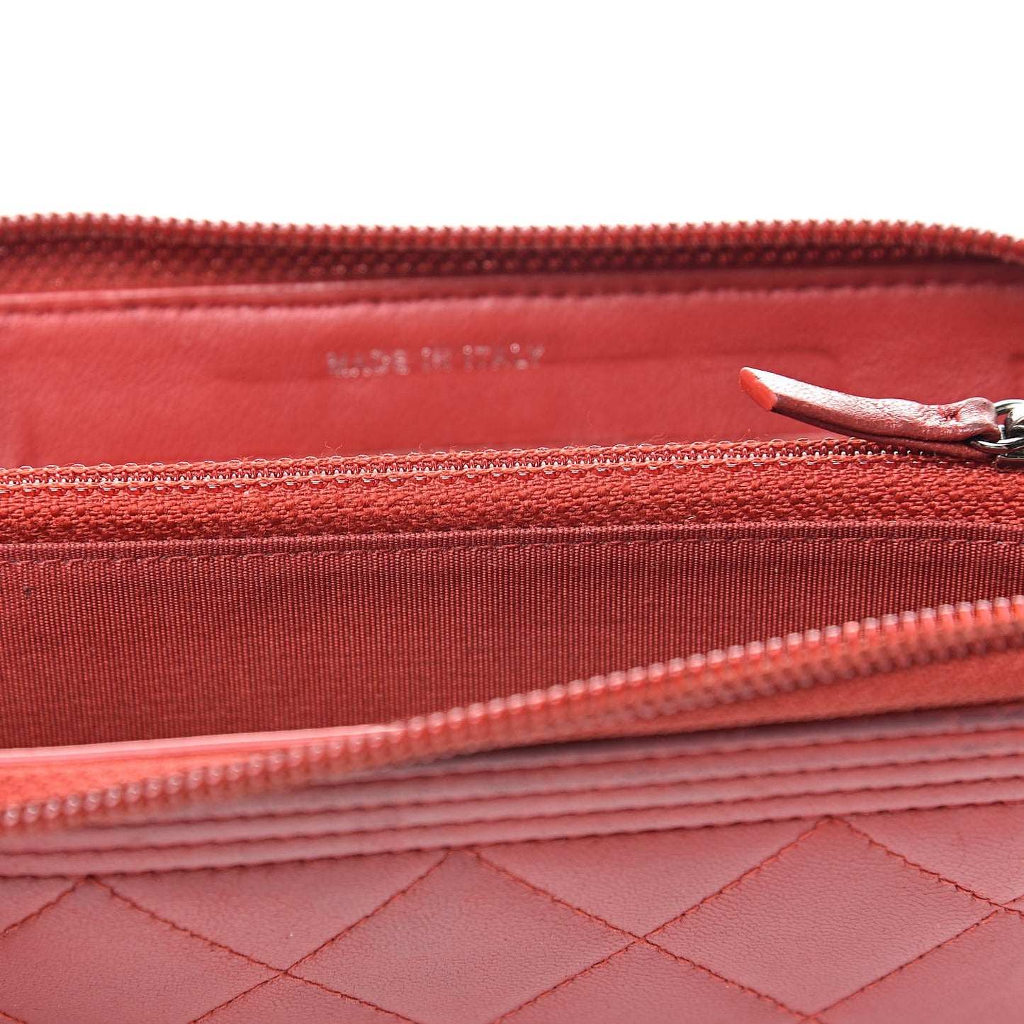 Lambskin Quilted Small Boy Zip Around Wallet Red