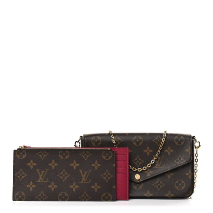 Louis Vuitton Monogram Pochette Felicie Chain Wallet Fuchsia 1 of 10