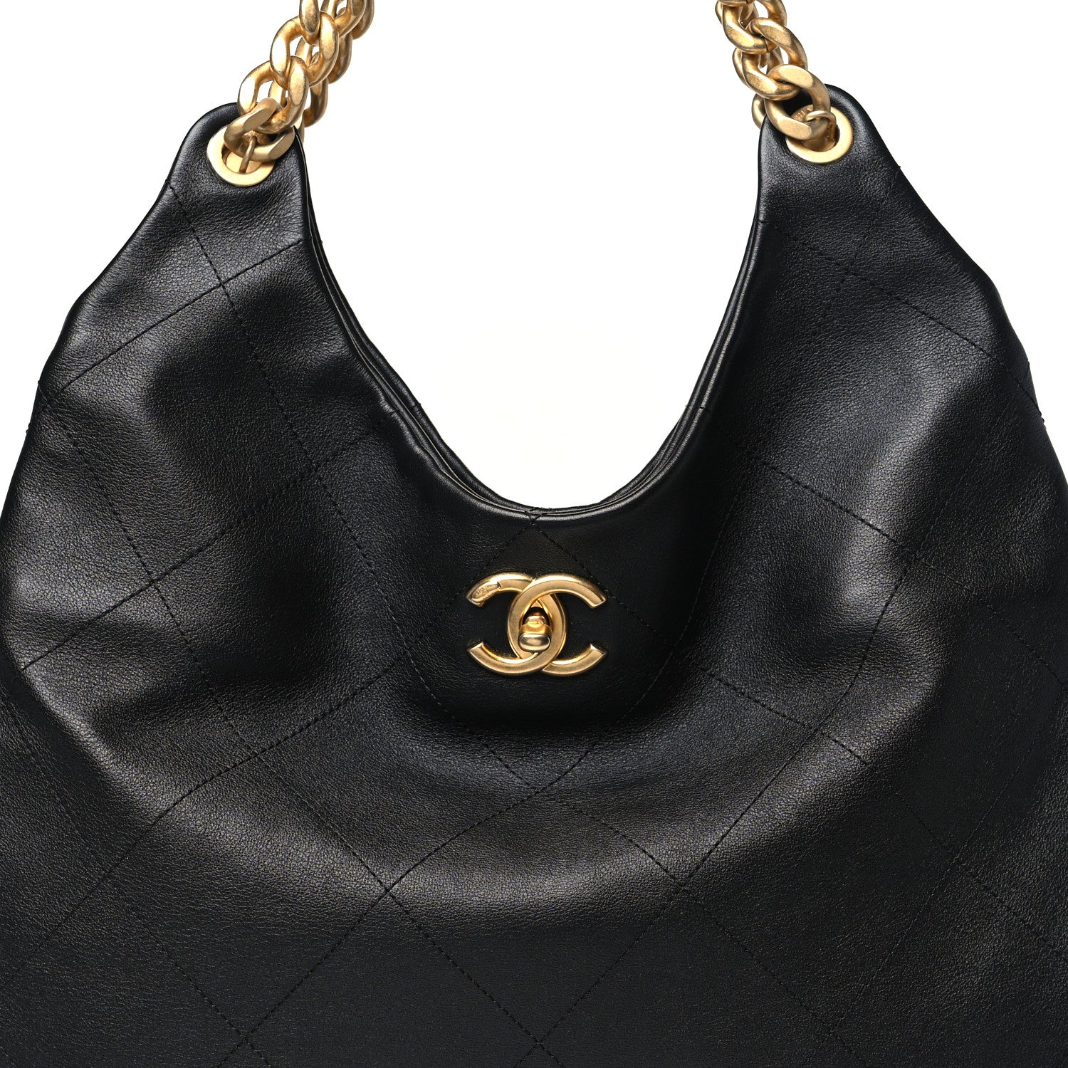 Chanel Calfskin Quilted Maxi Chain Hobo Black 8 of 10