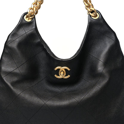 Chanel Calfskin Quilted Maxi Chain Hobo Black 8 of 10
