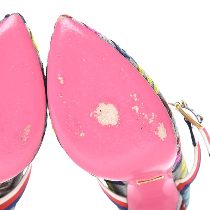 Gucci Velvet Lurex Square G Web Pumps 37.5 Silver Multicolor 9 of 14