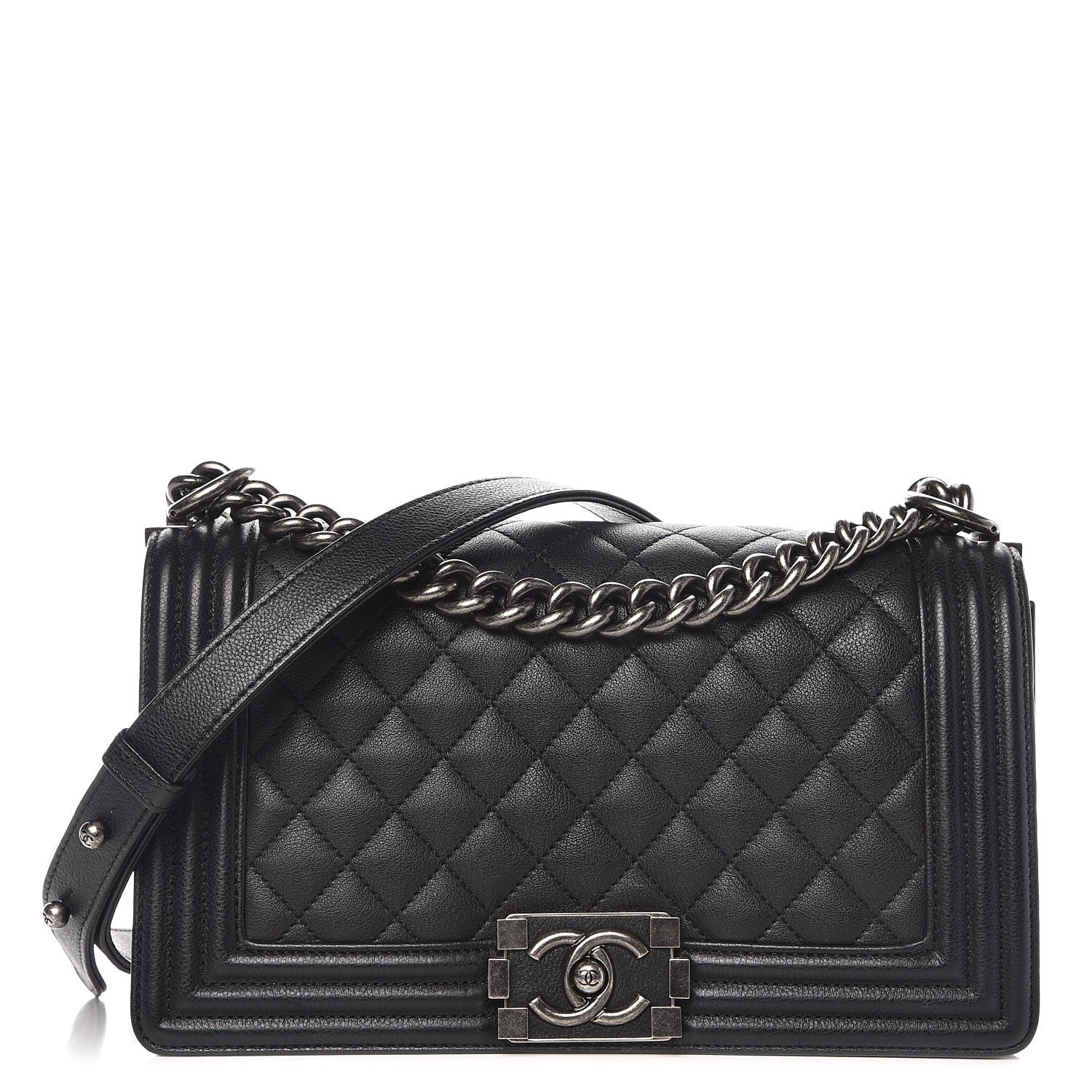 Chanel Calfskin Quilted Medium Boy Flap Black 1 of 8