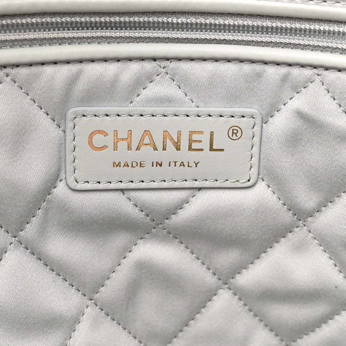 Shiny Calfskin Quilted Chanel 22 Light Blue
