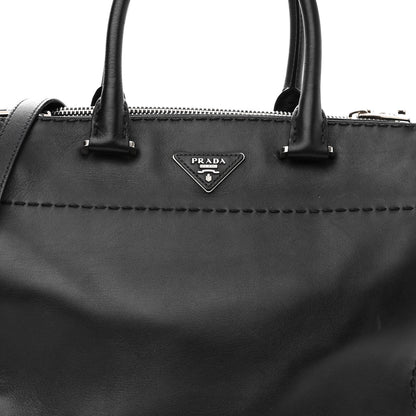 Prada City Calf Small Hand Stitched Galleria Double Zip Tote Black 6 of 11