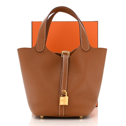 Hermes Taurillon Clemence Picotin Lock 18 PM Gold 12 of 12