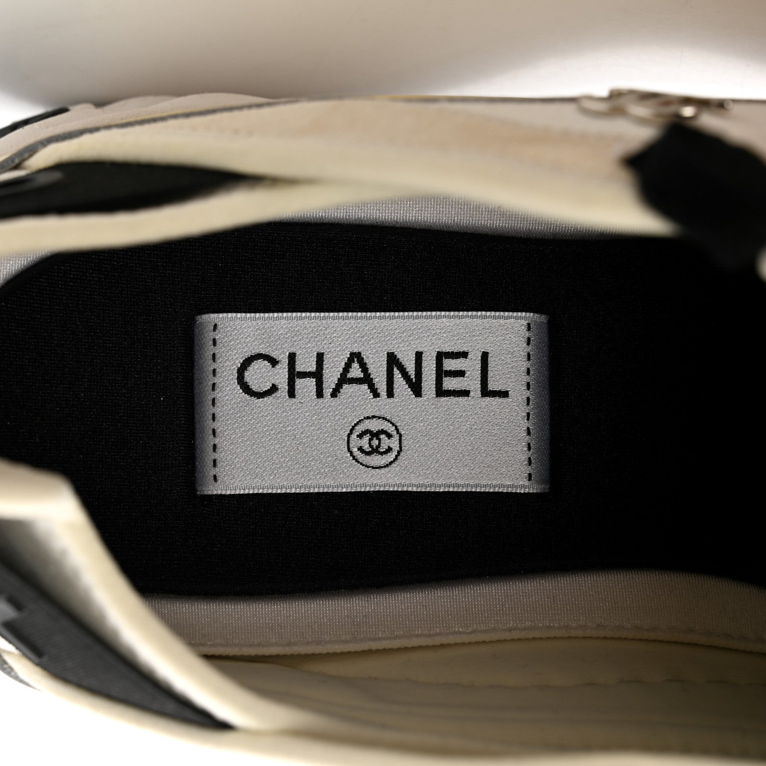 Chanel Velvet Calfskin Mixed Fibers Mens CC Sneakers 43 Ivory Black 8 of 10