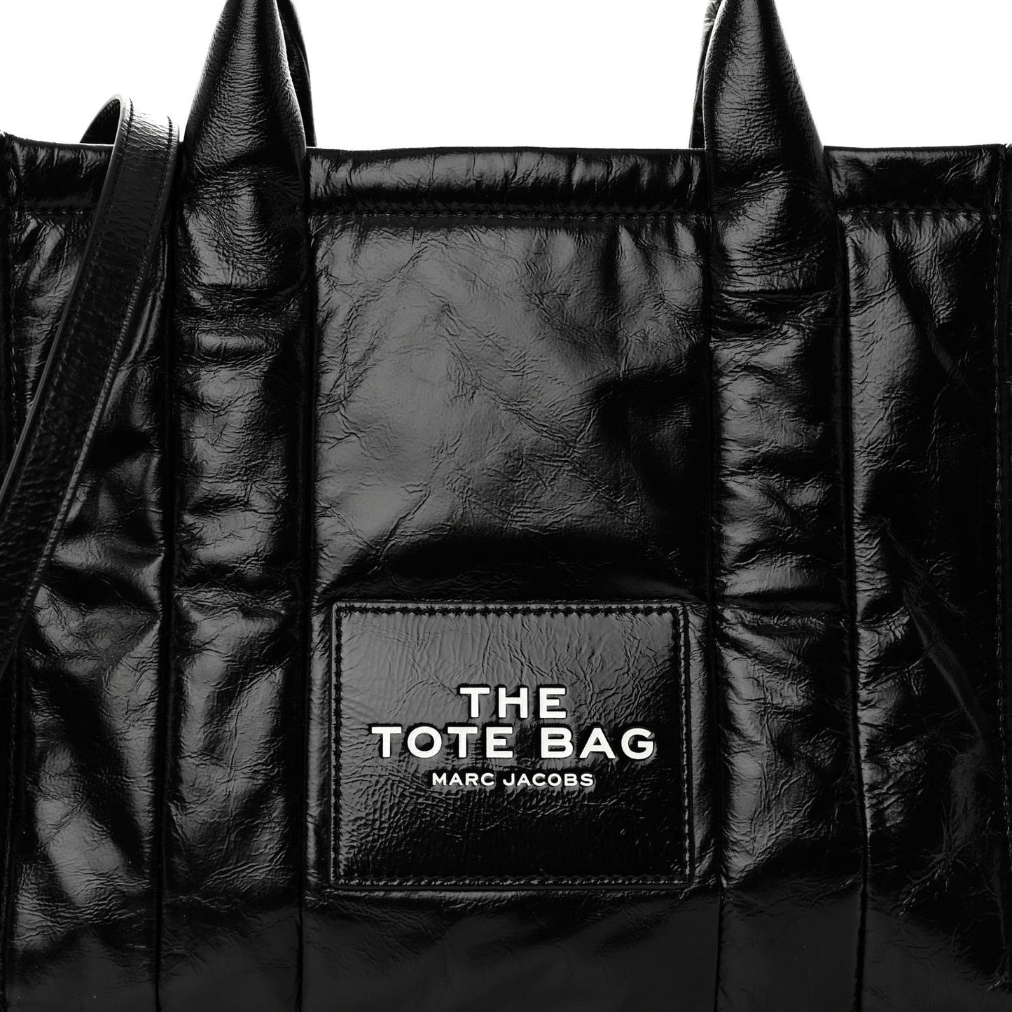 Shiny Crinkled Calfskin The Tote Bag Black