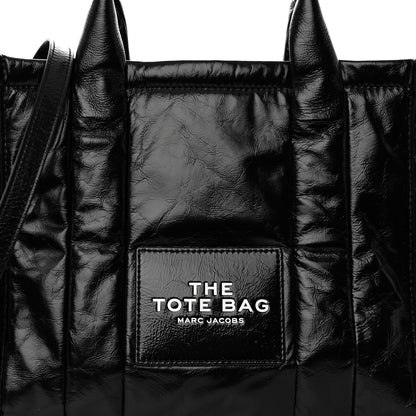 Marc Jacobs Shiny Crinkled Calfskin The Tote Bag Black 7 of 10