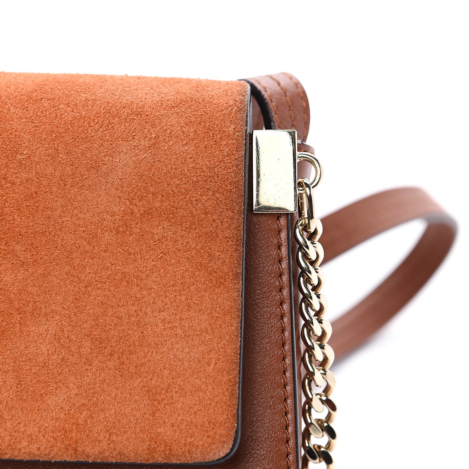 Chloe Suede Calfskin Small Faye Shoulder Bag Tobacco 10 of 13