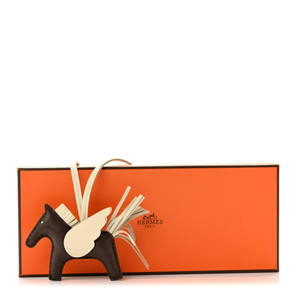 Hermes Milo Lambskin Grigri Rodeo Pegase Horse Bag Charm PM Chocolat Craie 6 of 6