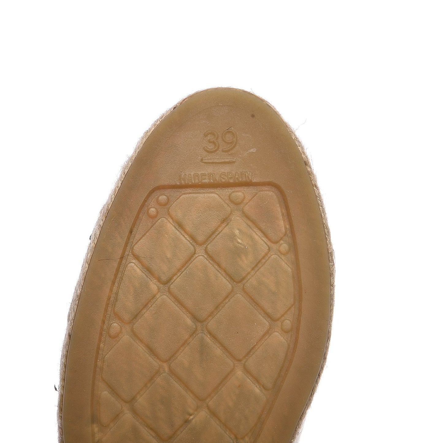 Metallic Calfskin Grosgrain CC Espadrilles 39 Ivory Black