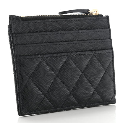Chanel Caviar Quilted CC Zip Card Holder Black 3 of 9