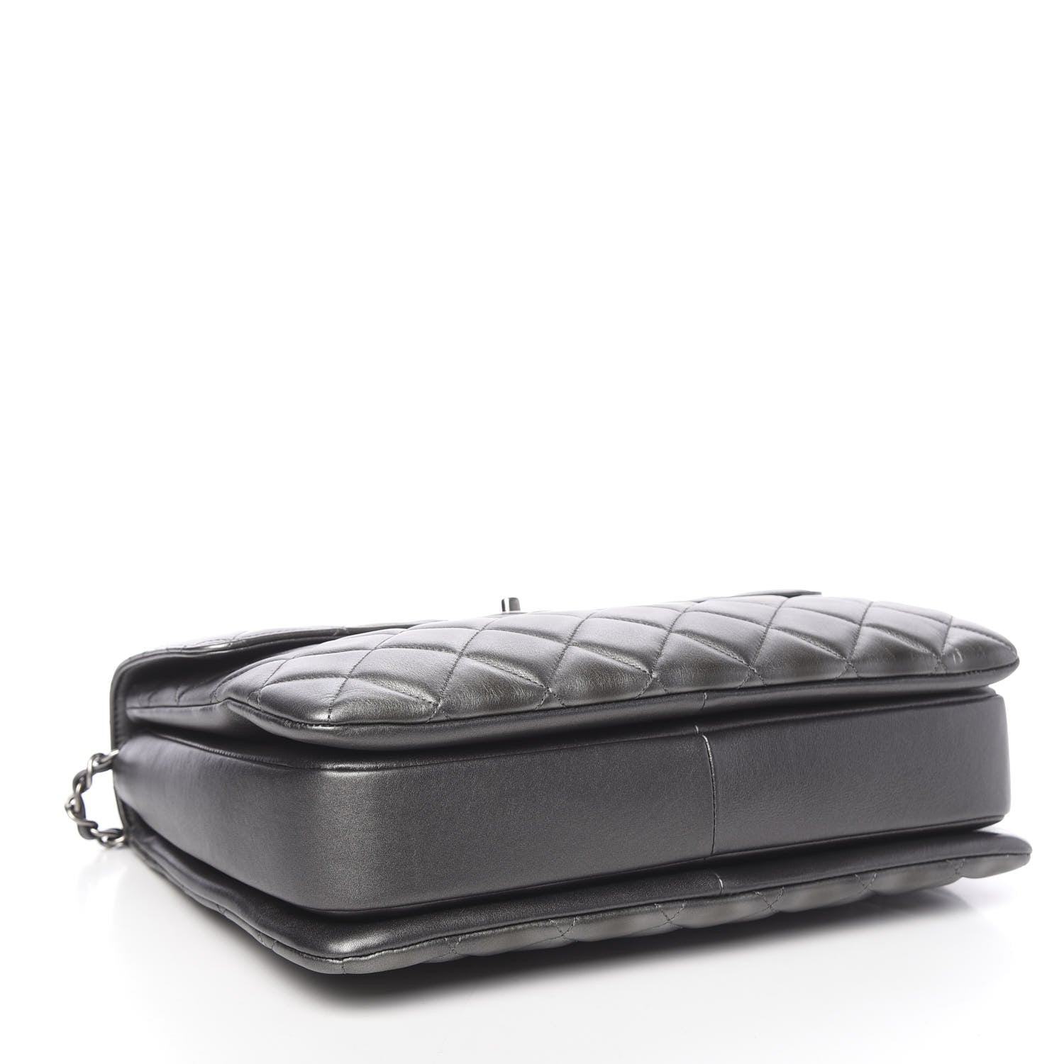 Chanel Metallic Calfskin Quilted Large Trendy CC Flap Dual Handle Bag Dark Silver 4 of 11