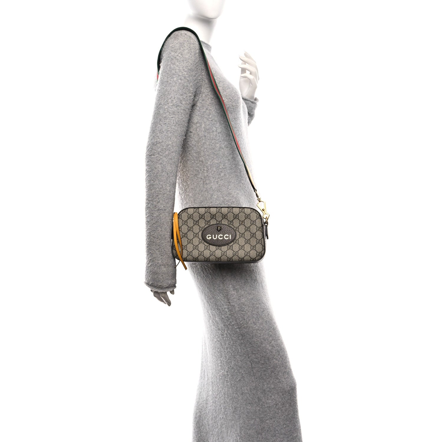 Gucci GG Supreme Monogram Web Neo Vintage Shoulder Bag Beige New Acero Crop 2 of 11