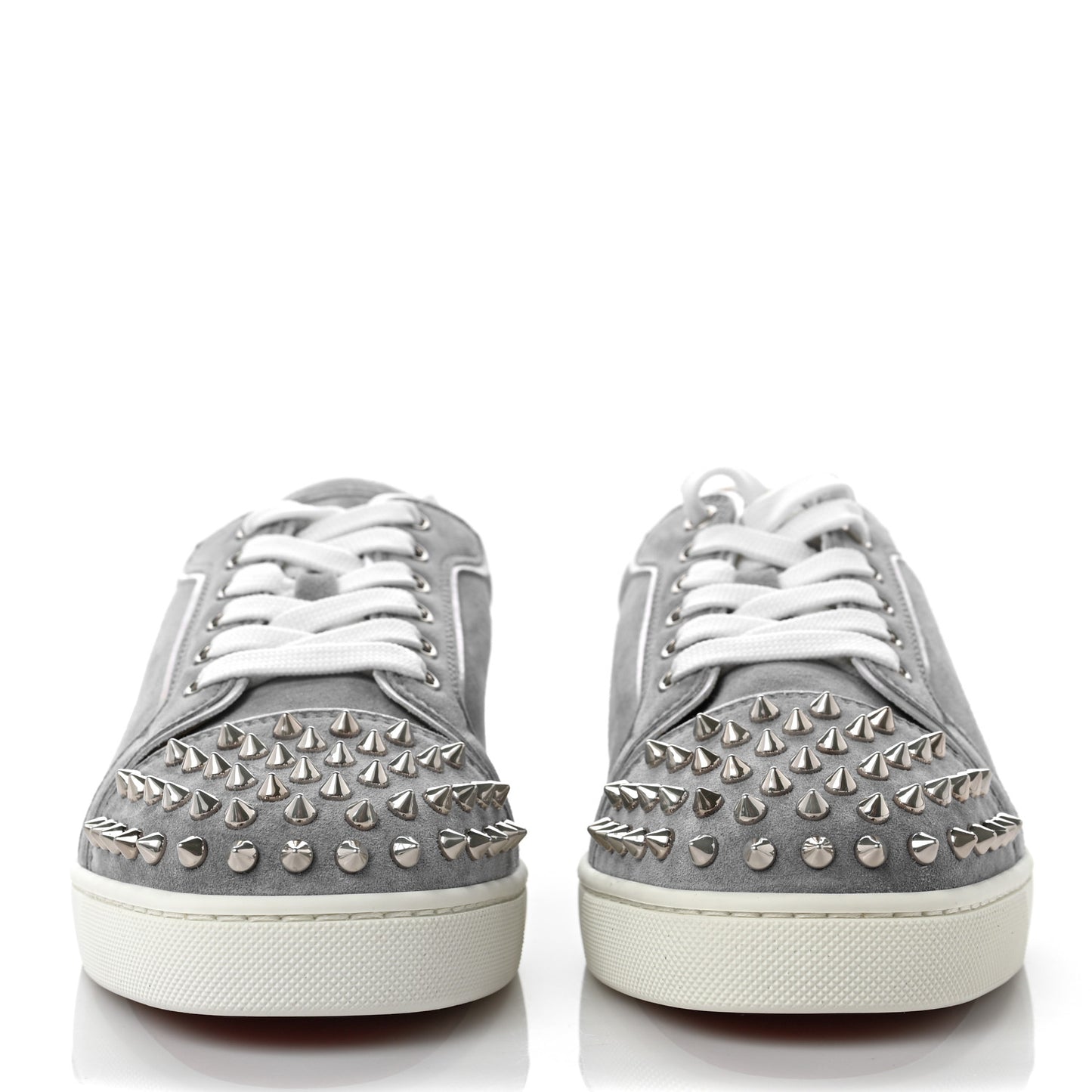Veau Velours Calfskin Spikes Womens Vieira Flat Sneakers 40 Silver