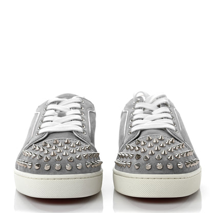 Christian Louboutin Veau Velours Calfskin Spikes Womens Vieira Flat Sneakers 40 Silver 2 of 8