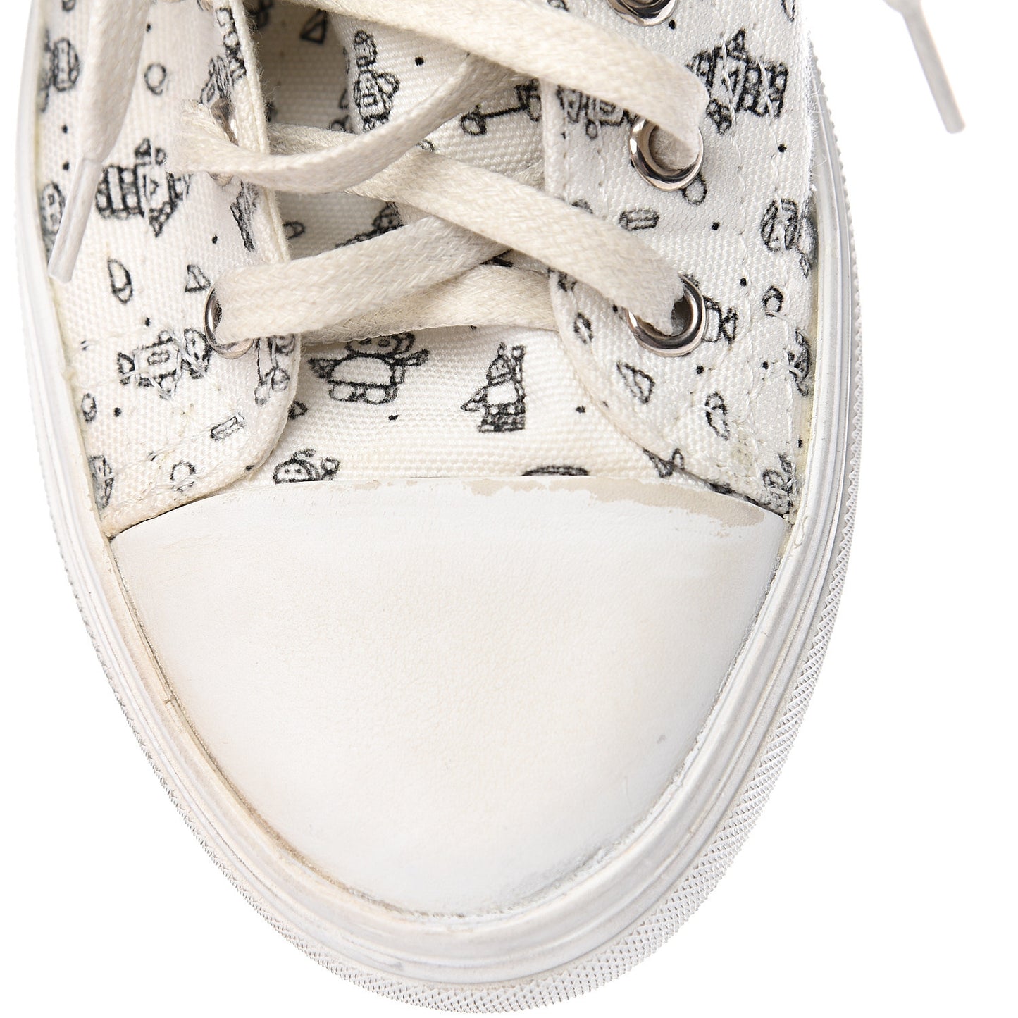Canvas Mini Robot Print Bedford Hightop Sneakers 36.5 Cream