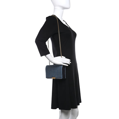 Saint Laurent Denim Matelasse Amalia Chain Shoulder Bag Blue 3 of 9