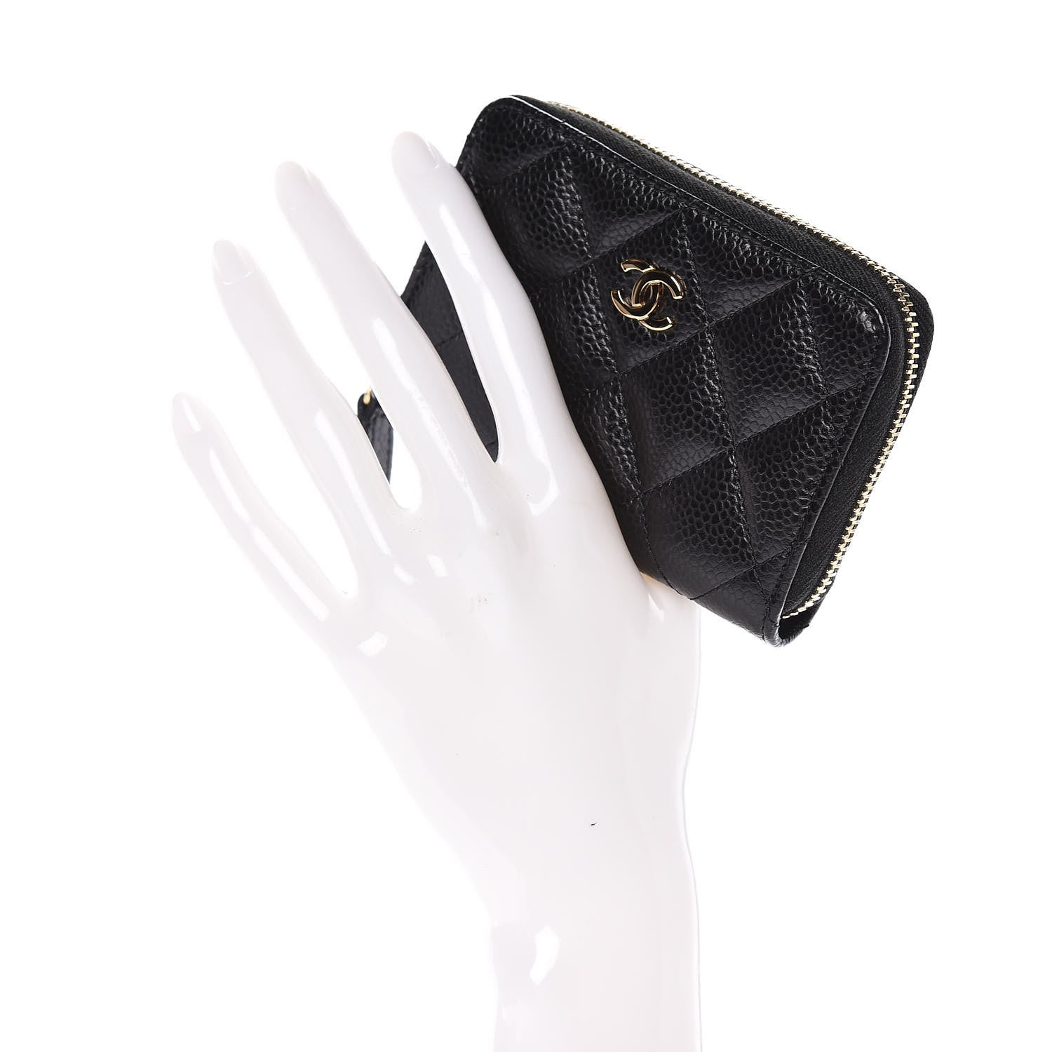 Chanel Caviar Quilted Zip Coin Purse Black 2 of 8