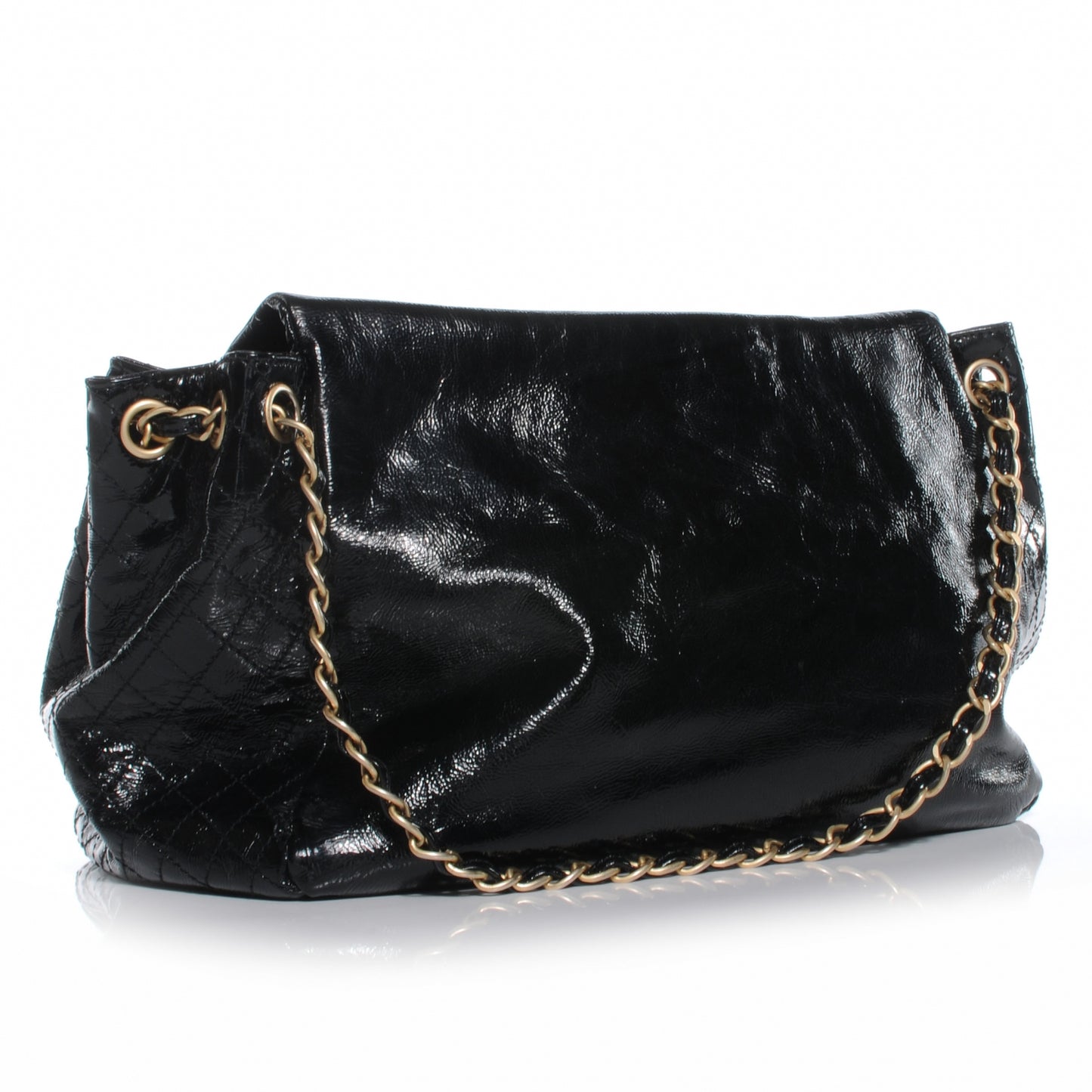 Vinyl Rock and Chain Large Flap Black