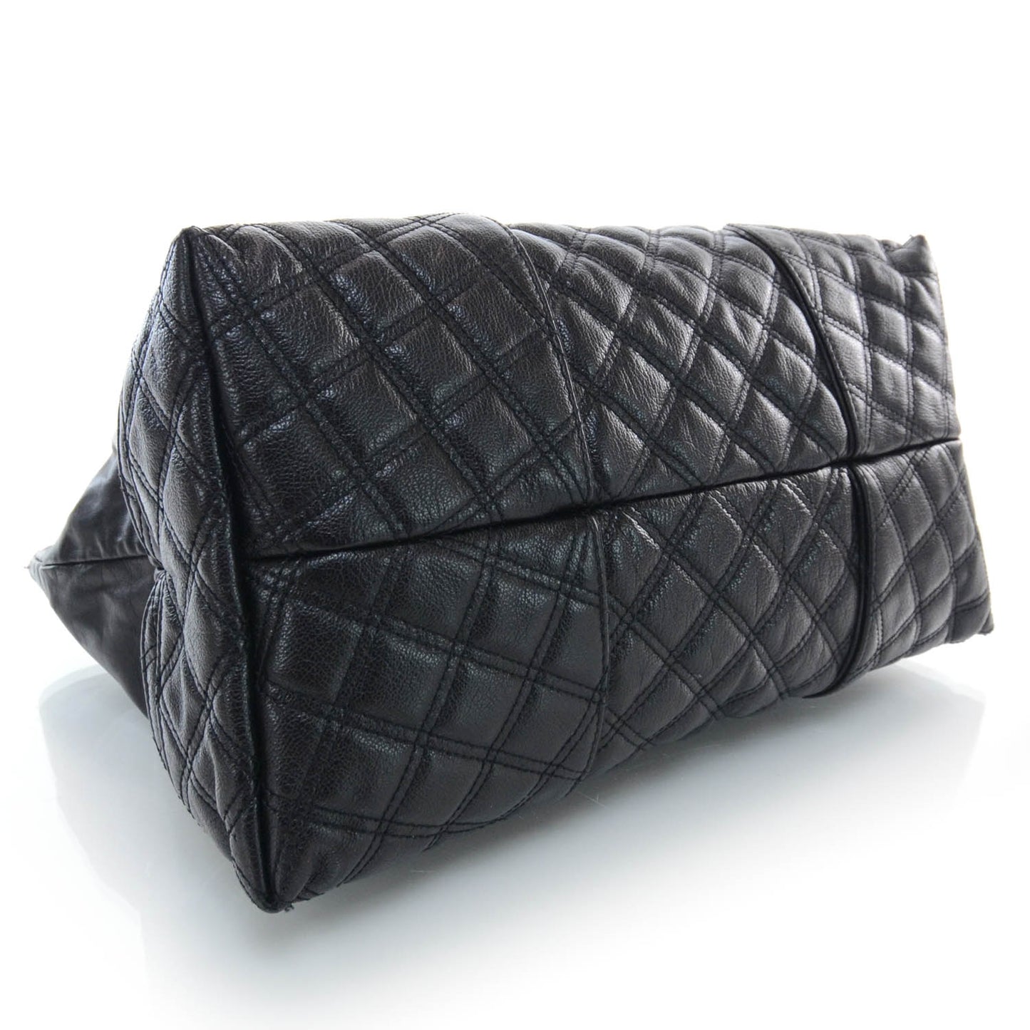 Leather Mixed Quilted Tote Black