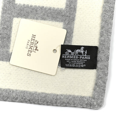 Hermes Wool Cashmere Avalon III Blanket Ecru Gris Clair 3 of 3