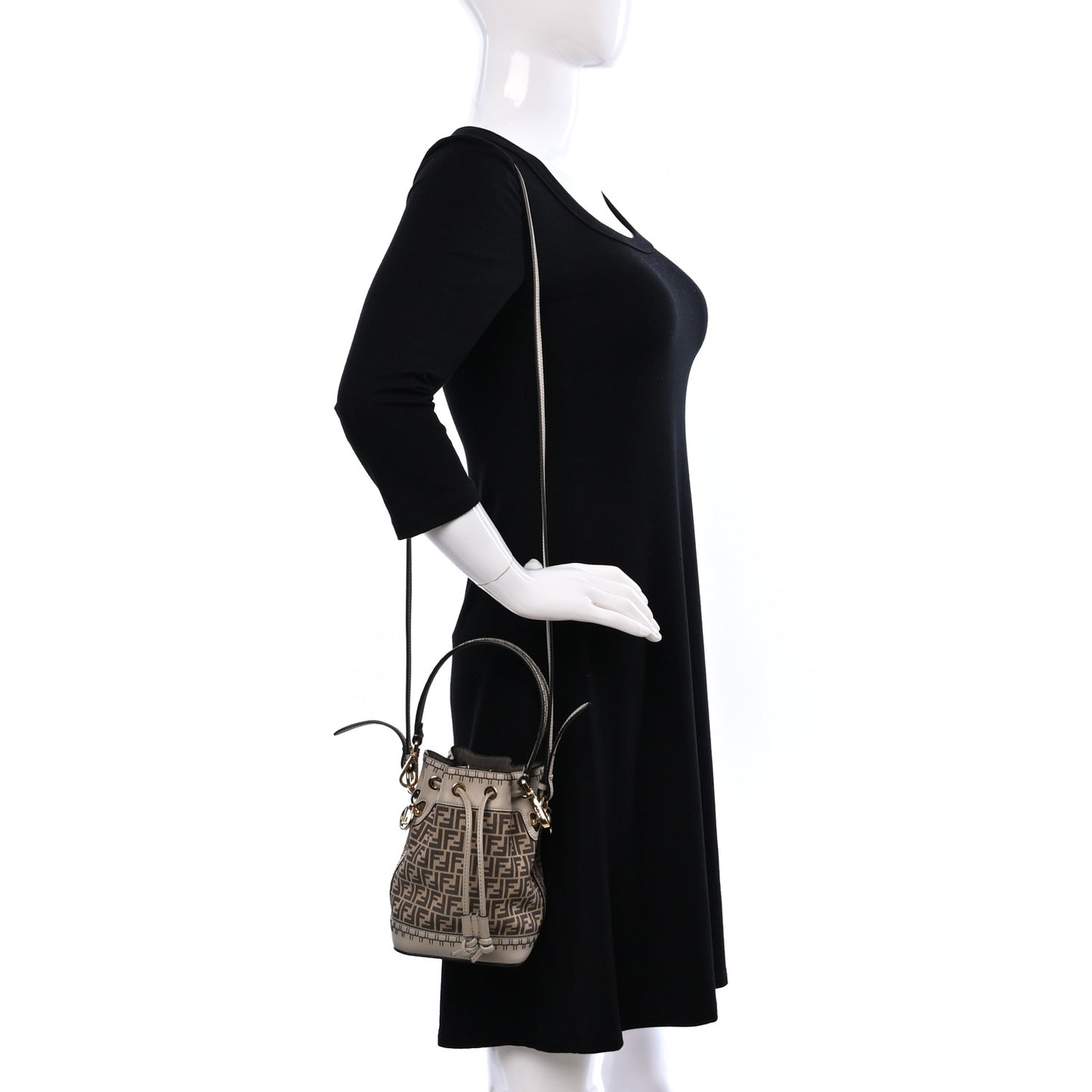 Suede Vitello Grace F is Fendi Micro FF Mini Mon Tresor Bucket Bag Nude Spring Maya