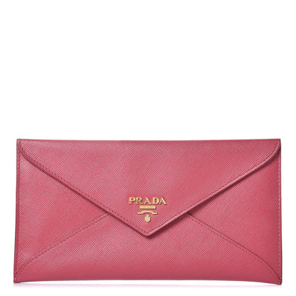 Prada Saffiano Metal Envelope Wallet Peonia 1 of 9