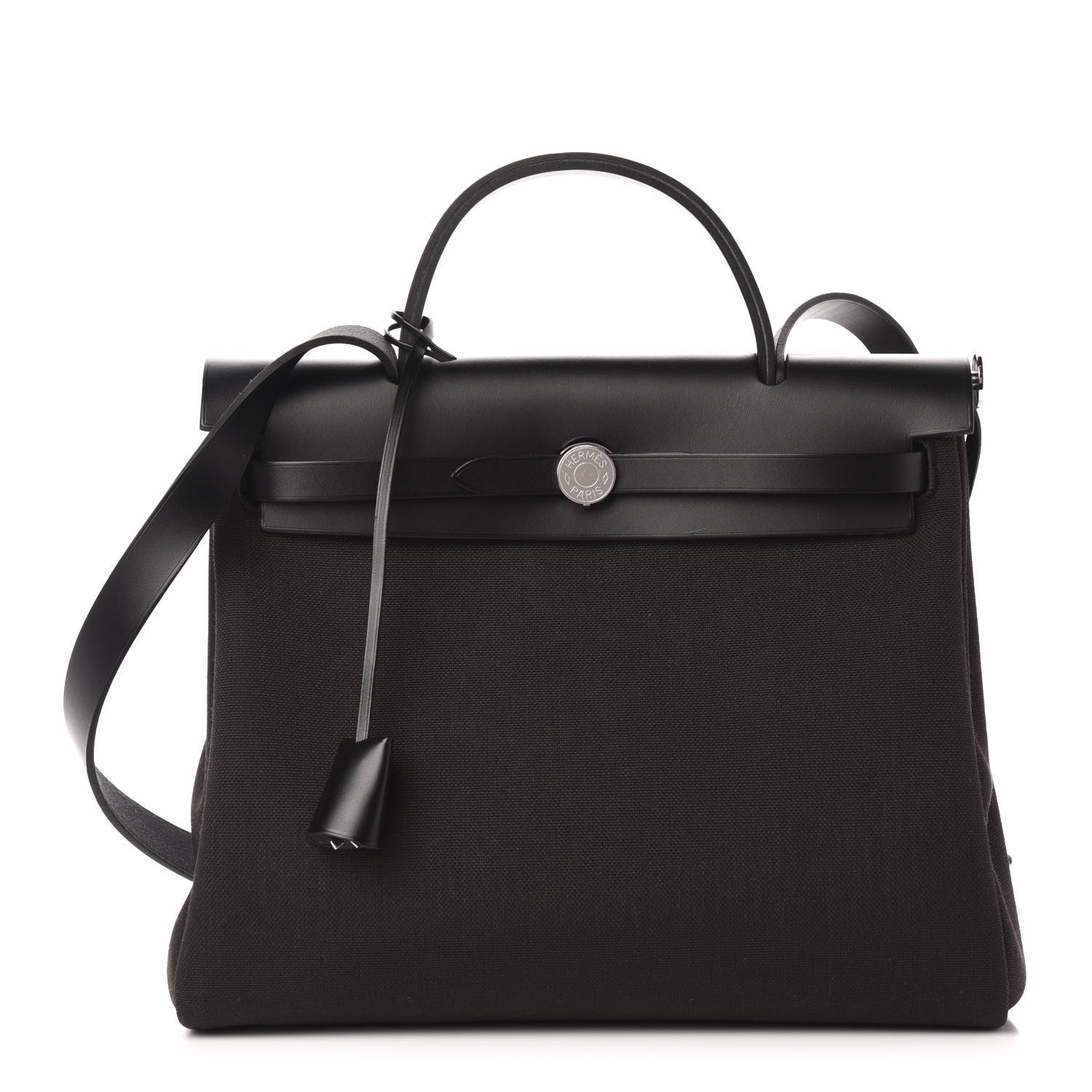 Hermes Military Toile Vache Hunter Herbag Zip Retourne 31 PM Black Ebene 4 of 14