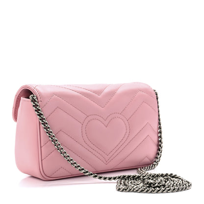 Gucci Calfskin Matelasse Super Mini GG Marmont Shoulder Bag Wild Rose 3 of 12