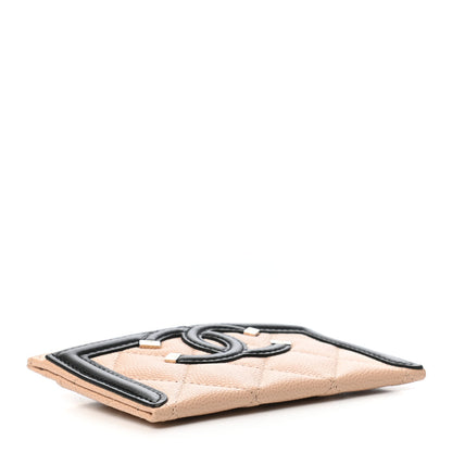 Chanel Caviar Quilted Filigree Card Holder Beige Black 4 of 7